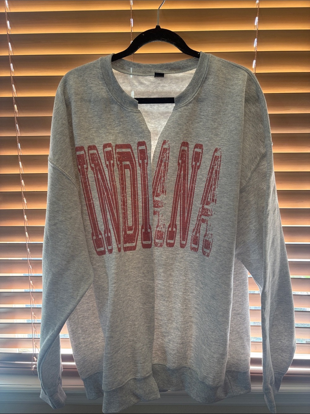 Gildan Gray Crewneck Sweatshirt with Red "Indiana" Graphic